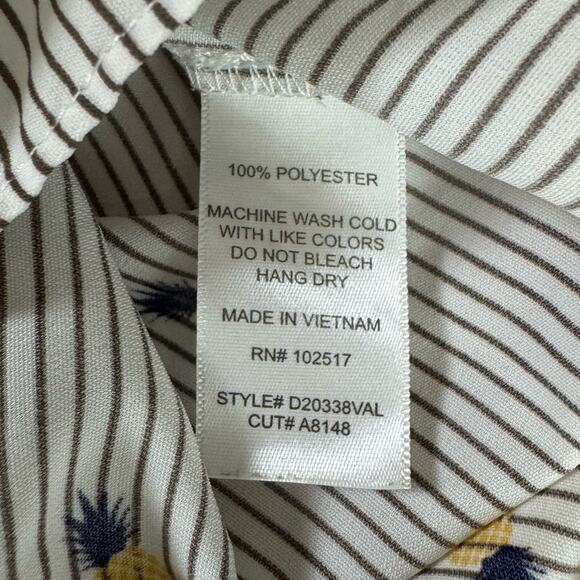 Soprano Gray/Yellow/Blue Pineapple Off Shoulder Mini Dress Womens Medium Striped - Picture 8 of 9